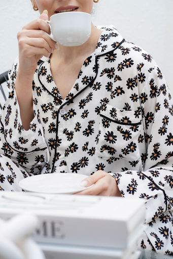 Black and White Cotton Pajama                                                                                 
