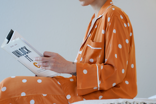 Orange and white Cotton Pajama                                                                                 