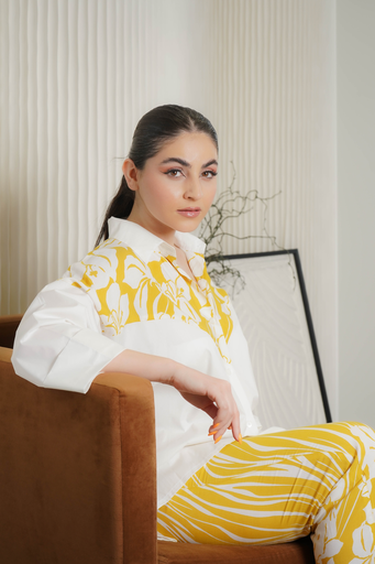 Cotton yellow & white Set ( Pant & Top )